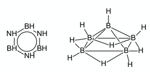 Структурные формулы боразола (аналог бензола) и пентаборана